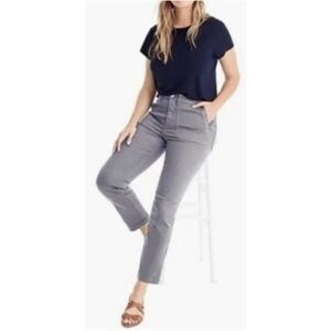 J Crew Stretch Grey Cargo Utility Straight Crop Leg Size 12 Pants